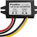 PlusRoc Waterproof 12V/24V to 5V Converter DC-DC Step Down Module Power Adapter (Open Wire)