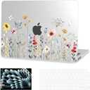 G JGOO Compatible with MacBook Air 13 inch Case 2025 2024 2023 2022 M4 A3240 M3 A3113 M2 A2681, Clear Plastic Hard Shell for MacBook Air 13.6 inch Case+Keyboard Cover+Screen Protector, Garden Flower
