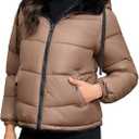 Women's Heavyweight Quilted Puffer Jacket Warm Sherpa Lined Reversible Winter Short Coat for Winter, Size XL