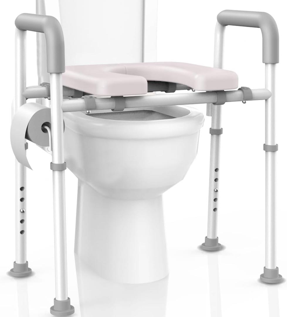 Raised Toilet Seat with Handles - Adjustable Elevated Toilet Seat Riser, 300 lbs Toilet Seat Riser for Seniors, Handicap and Disabled, Fit Any Toilet