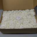 100 Pcs Fake Roses Bulk White Artificial Flowers, Artificial Velvet Silk Roses Bouquet with Stems for Wedding Decoration, Fake Flowers in Vase Valentines Day Floral Arrangement Centerpiece Home Decor