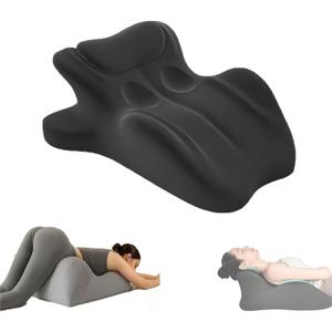 Ergonomic Memory Foam Wedge Pillow, Contoured Support Pillows, 27 Angled Support for Waist and Neck, Multi-Position Support Pillow (Black)