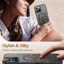 FUNMIKO for iPhone 16 Pro Max Case with Privacy Screen Protector, Wireless Charging Compatible, Translucent Matte Cover - Cute Floral Design Phone Case for Women Girls - Tiny Flower and Leaves