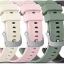 Vanjua 18mm Watch Bands Quick Release Replacement Wristband, 4 Pack Soft Silicone Waterproof Sport Straps Band for Men Women (Black+Cactus+Pink+Starlight)