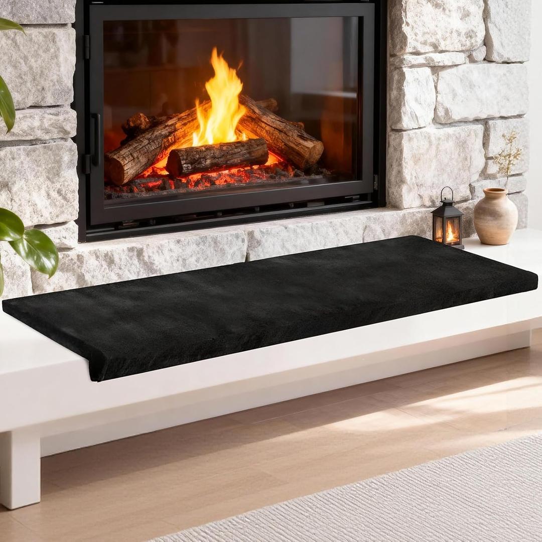 Fireplace Baby Proofing Mat 72 x 14 Inch Soft Fireplace Cover with Non-Slip Backing, L-Shaped Design for Hearth Protection