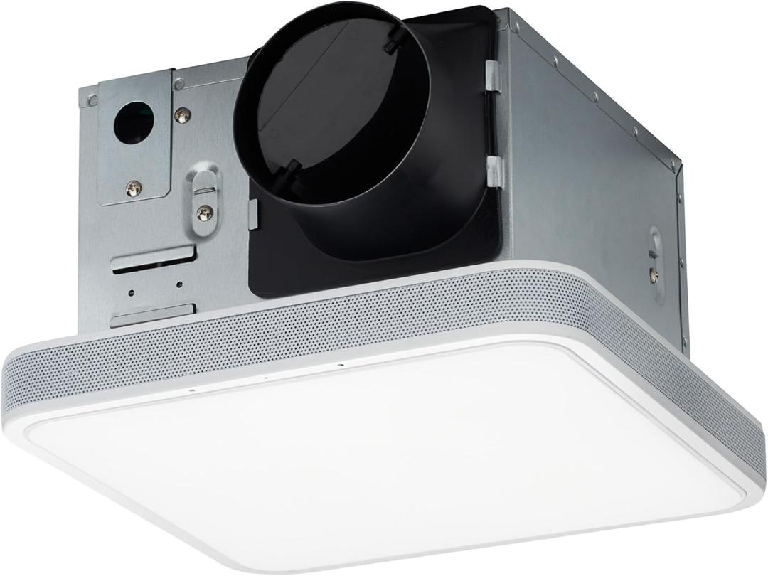Homewerks 7148-01-AX Smart Bathroom Fan with Alexa Voice Assistant Color Changing LED Light and Bluetooth Speakers 110 CFM 1.5 Sones, Medium