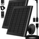 8W Solar Panel for Ring Camera, 2-Pack Solar Panel Charger Compatible with Ring Stick Up Cam Battery, Spotlight Cam Battery, Includes Barrel Plug to USB-C Adapter, IP65 Waterproof, 10ft Cable