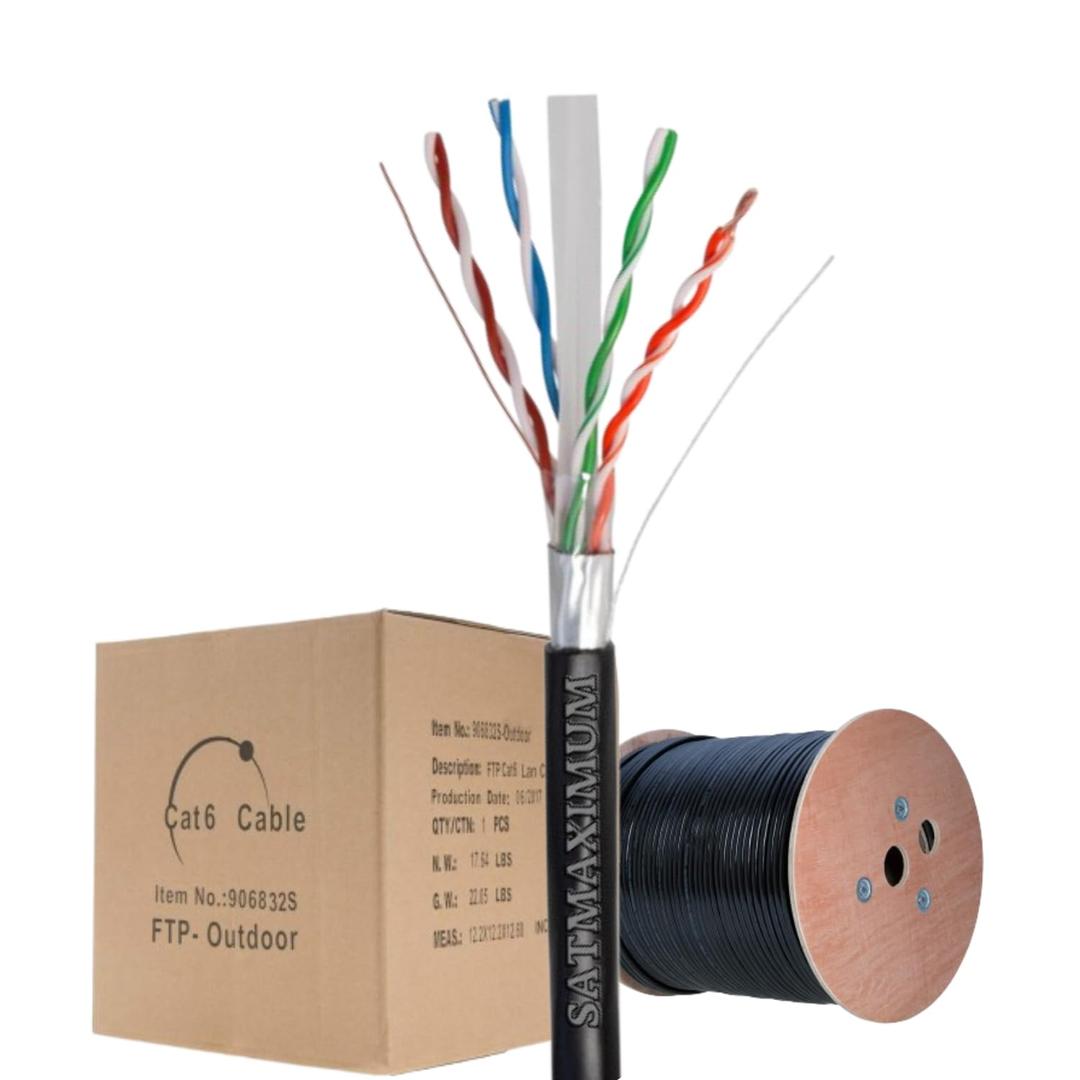 CAT6 1000FT Outdoor Weatherproof Ethernet Cable, 23 AWG, 550MHz, FTP (Shielded) Solid Direct Burial Network Wire