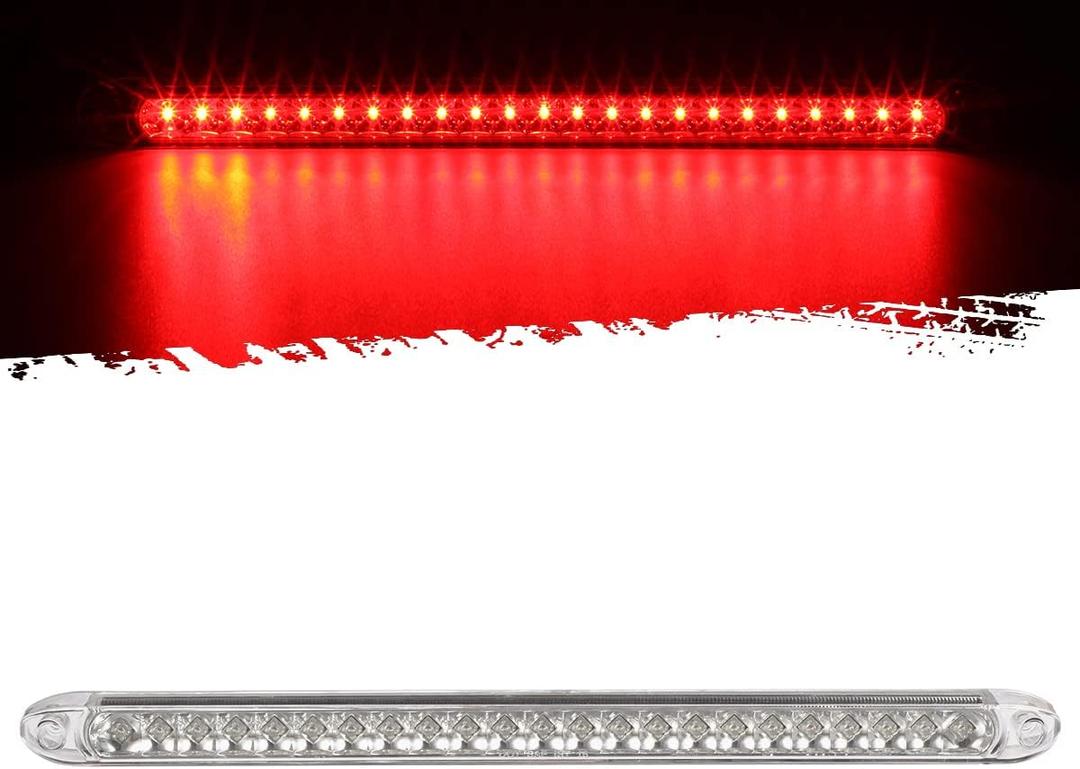 Partsam Submersible 17" Clear Lens Red 23 LED Trailer Truck RV Stop Turn Tail Rear 3rd Brake Identification Light Bar (Pack of 1)