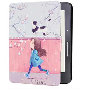 Smart Case Compatible with Kindle Voyage (Model NM460GZ, 2014 Released) - 6" Premium PU Leather Cover with Auto Sleep/Wake (Cartoon Girl, 6 inch)