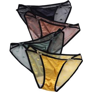 Women Underwear Bikini Low Rise Thongs Seamless Cheeky Panties Sexy Lace Women Panty Bikini Sexy Briefs 4 Pack (Large, More Colors)