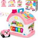 Montessori Toys for 1 Year Old Girls, Christmas First 1st Birthday Gifts for Girls, Musical Learning House Baby Toys for Ages 6 12 18 24 Months, Educational Bilingual Toy for Toddler Kids Age 1 2 3