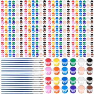 DUA MAIGA 420Pcs Washable Acrylic Paint for Kids Arts and Crafts, 30 Gouache Watercolor Paint Sets of 12 Colors for Party Classroom Painting Supplies, 30 Flat and 30 Pointed Brushes