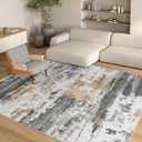 Kelarea Washable Area Rug for Living Room, 6x9 Non Slip Modern Abstract Grey Rugs, Easy Clearning Low Pile Large Carpet for Bedroom, Dining Room, Nursery, Office
