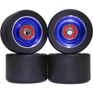 62mm Roller Skates Wheels Aluminum Alloy Speed Skate Wheels Replacement Wheels with Abec-9 Bearing (Pack of 4) (Black-Blue)
