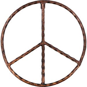 Metal Peace Sign Wall Decor Art - 12" Rustic Hippie Plaque - Rustic Copper Finish