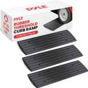 Pyle Car Driveway Adjustable Curb Ramps - 3 Pack Heavy Duty Rubber Threshold Ramp Kit Set -For Loading Dock, Garage, Sidewalk, Truck, Scooter, Bike, Motorcycle & Wheelchair Mobility- PCRBDR23