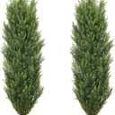 THE BLOOM TIMES Artificial Topiary Cedar Trees Outdoor 4FT Tall 2 Set, Realistic Faux Pine Cypress Shrubs Bushes, UV Resistant Large Fake Evergreen Plants for Front Porch Outside Planter Decor 4 Foot