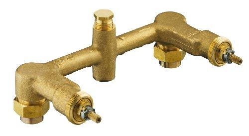 KOHLER K-302-K-NA Widespread 1/2-Inch Ceramic In-Wall Two-Handle Valve System, 8" Centers, Durable Brass
