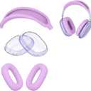 Silicone Case Cover for AirPods Max Headphones (2024/2020),Ear Pad Covers/Soft TPU Ear Cups Covers/Headband Cover Accessories Protective for Apple AirPods Max (USB-C/Lightning) Pastel Lilac