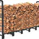 AMAGABELI GARDEN & HOME 6ft Firewood Rack Outdoor Heavy Duty Wood Rack for Firewood Indoor Log Holder for Fireplace Metal Lumber Storage Carrier Log Stand Stacker for Patio Porch Black (6ft)