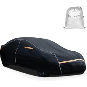 Car Cover Waterproof All Weather,6 Layers Car Covers for Automobiles, Full Exterior Cover with Zipper, Outdoor Car Cover Sun UV Rain Snow Wind Protection, Fit for 185"(185*70*59 inch)Sedan (Black)