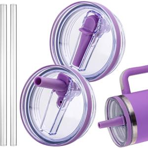 Replacement Lid for Stanley 40 oz and 64 oz Tumbler.Leakproof Flip Straw Lid Fit Stanley Cup Quencher H2.0 40 oz/64 oz and Stanley ProTour 40oz/64oz Tumbler.(Lilac,2-Pack)