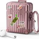KOREDA Compatible with AirPods Case Cover, Funny Suitcase Design Case for Airpods 2nd Generation/ 1st Generation, Cute Fashion Protective Hard Case for Women Men with Keychain