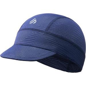 SAITAG Cycling Cap, Bike Skull Cap Helmet Liner with Sun Visor, Sun Protection Running Hat for Men Women Under Helmet Royal Blue