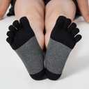 Women Toe Socks 5 Finger Cotton Wicking Athletic 6 Pack 3 Pack (Black)