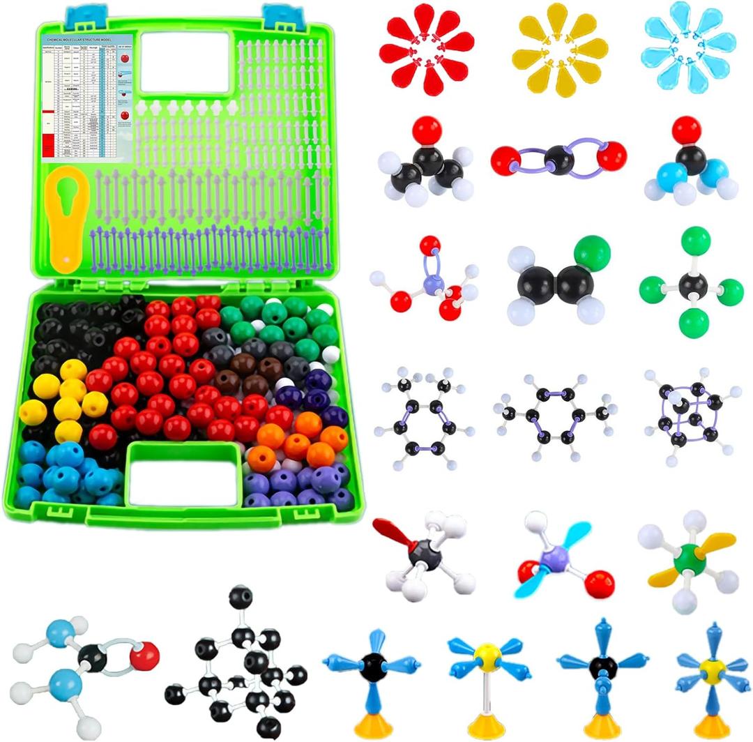 EXBEPE Comprehensive Chemistry Molecular Model Kit 406pc Organic and Inorganic STEM Set,Middle,High School,and College Supplies, Educational Science Set Learning Structure and Reactions Student Gifts