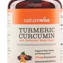 NatureWise Turmeric Curcumin 500mg with Black Pepper Softgels - Extra Strength, Enhanced Absorption - 95% Curcuminoids & BioPerine for Immune Support - Gluten-Free, Non-GMO - 90 Count [3-Month Supply]