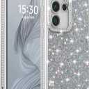 FABSPARK Case for Samsung Galaxy S22,Glitter Crystal Diamond Rhinestone Sequin Shiny Bling Sparkly Glossy Luxury Electroplated, Aesthetic Cute Full Protection for Samsung Galaxy S22,Silver