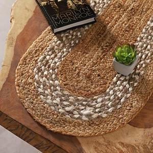 Madhu International Natural Jute Table Runner 60 inch Long, Rustic Farmhouse Style Decor for Dining Coffee Table | Hand Woven Rug Long-Lasting Oval Runner | Size- 13 X 60 Inch