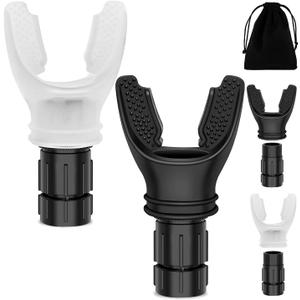 2PCS Portable Breathing Trainer, Compact Exercise Device with Easier Resistance Adjustment System, Breath Resistance Trainer for Improve Strength & Endurance, Fitness Trainer for Sports, Black & White