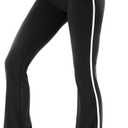 Flare Workout Leggings for Women Side Stripes - High Waisted Seamless Track Pants 31" for Yoga Gym Pilates, Black Medium