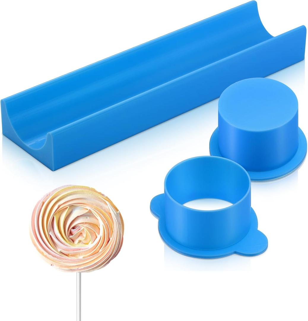 Round Cake Pop Mold Set with 9 Inch Tray and Pusher, 3D Printed Cake Pop Cutter and Pusher PLA Cutter Molds Kit for Home Baking Birthday Parties Wedding(1.75 Inch, Circle, Blue)
