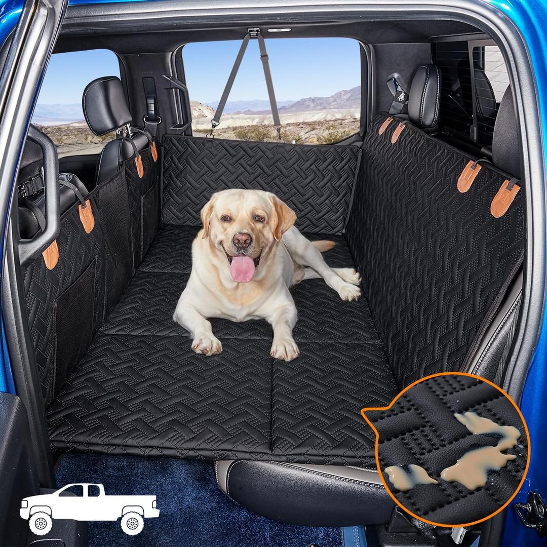 Dog Back Seat Extender for Truck,Truck Dog Seat Cover Back Seat,Dog Hammock for Truck,Hard Bottom Seat Extender,Pet Seat Covers for F150/RAM1500/Silverado (For truck, Black)