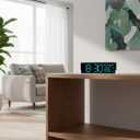 45MinST 7-Inch LED Digital Alarm Clock with Bottom Glow LightDisplays Time, Date, Day, TemperatureDual Alarms, DST, Auto/Manual 3-Level Brightness, Battery or USB Powered Desk Clock,Blue