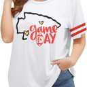 Plus Size Game Day Football Shirt Women Sports Season T-Shirt Football Mom Graphic Tee Sunday Funday Tops (White, XXXL)