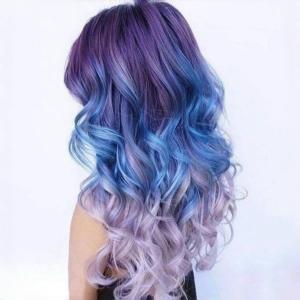 Long Blue Purple Wigs for Women Multi Color Mermaid Wig Long Wavy Middle Part Wig Colorful Wigs for Cosplay Party
