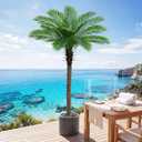 6FT Artificial Phoenix Palm Tree for Outdoors, UV Resistant Fake Coconut Silk Palm, Large Faux Tropical Tree for Outside Patio Poolside Home Office Indoor Decor, Black Pot Included