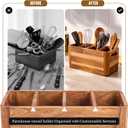 Wooden Caddy Utensil Holder - Premium Acacia Wood Utensil Caddy with Sturdy Design for Easy Organization - Perfect Kitchen Utensil Organizer for Counters, Dining Tables, and Everyday Use
