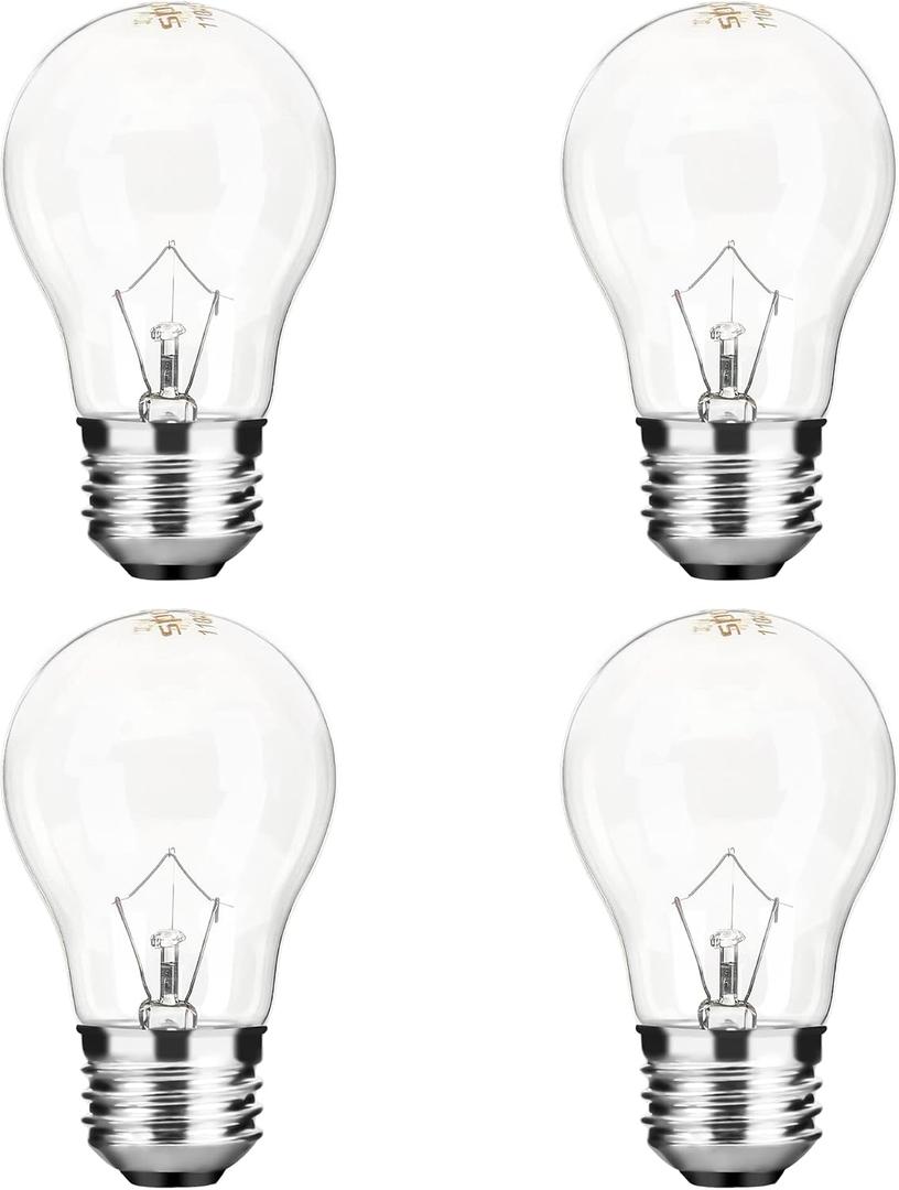 Appliance Oven Light Bulb A15 40W High Temperature 500 Degrees Resistant for Refrigerator Over Stove Microwave Range Hood Lava Lamp Replacement Bulb E26 Medium Base 120V Warm White
