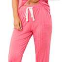 Samring Women Pajamas Sets 2 Piece Short Sleeve Soft Sleepwear Pjs Lounge Set Button Down Nightwear with Long Pants (L)