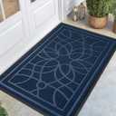 DEXI Front Door Mat Outside Entrance, Heavy Duty Non Slip Low Profile Doormat for Entryway, Trap Dirt and Moisture Welcome Mats, Easy Clean, Patio, Garage, 5x3, Blue