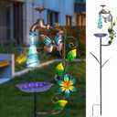 Bshine Solar Garden Decoration Outdoor Light - Water Drop Metal Butterfly Stake, Waterproof Garden Decor Path, Lawn and Yard Art Gift for Mom, Blue