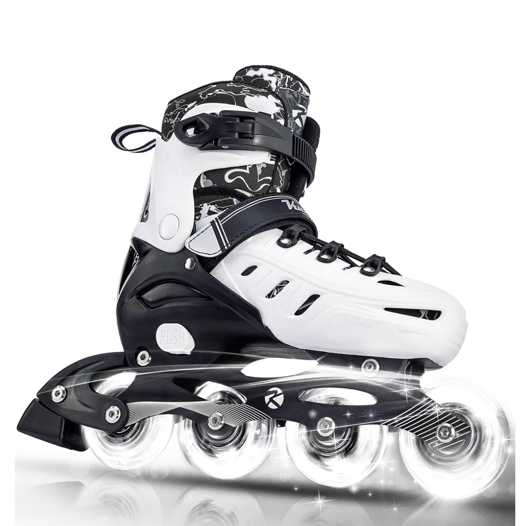 Inline Skates for Kids and Adult, Adjustable Fun Illuminating Skates for Girls, Boys, Women and Men Outdoor and Indoor, Beginner Medium-Big Kid, Size 35-39 (EU)