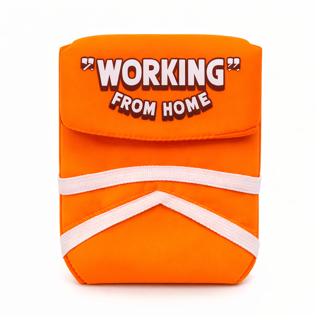 “Working From Home” Novelty Can Cooler Sleeve – Bright Orange, 3 Pack