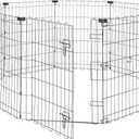 Amazon Basics Foldable Octagonal Metal Exercise Dog Playpen - Indoor/Outdoor, Single Door, Small (8 Panels, 24 x 30), Easy to assemble and store, 30" - Small, Black
